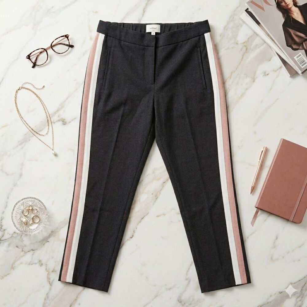 Wilfred Rider Tan & White Striped Straight Leg Dress Pants | Size 4 | EXCELLENT